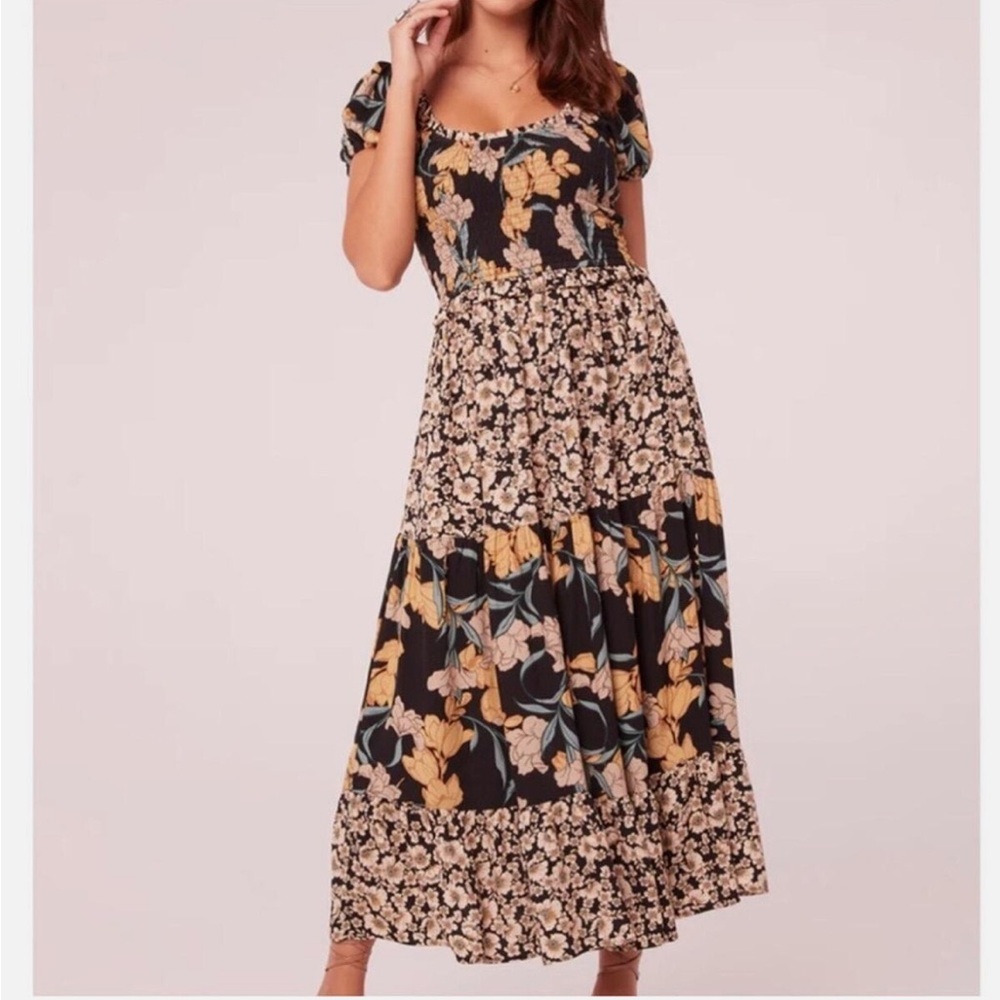 NWT Band of the Free Prita Mixed Floral Smocked Midi Dress